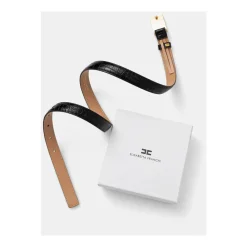 Elisabetta Franchi Bælter*Syntetisk Læderbælte med Spænde Lukning Sort