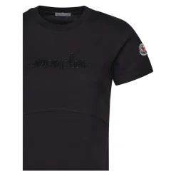 Moncler T-Shirts*T-shirt i bomuld med perlebesat logo Sort