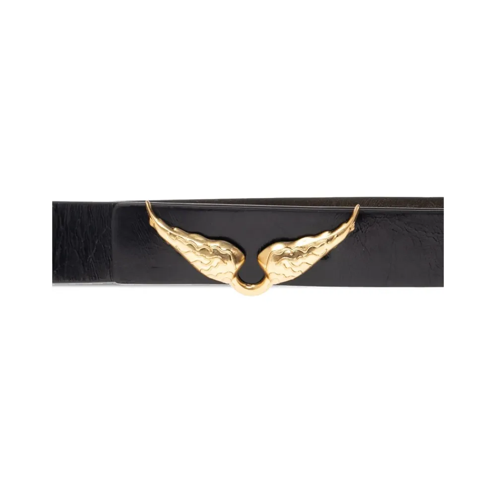 Zadig & Voltaire Bælter*vinge bælte med guld-tone spænde Sort