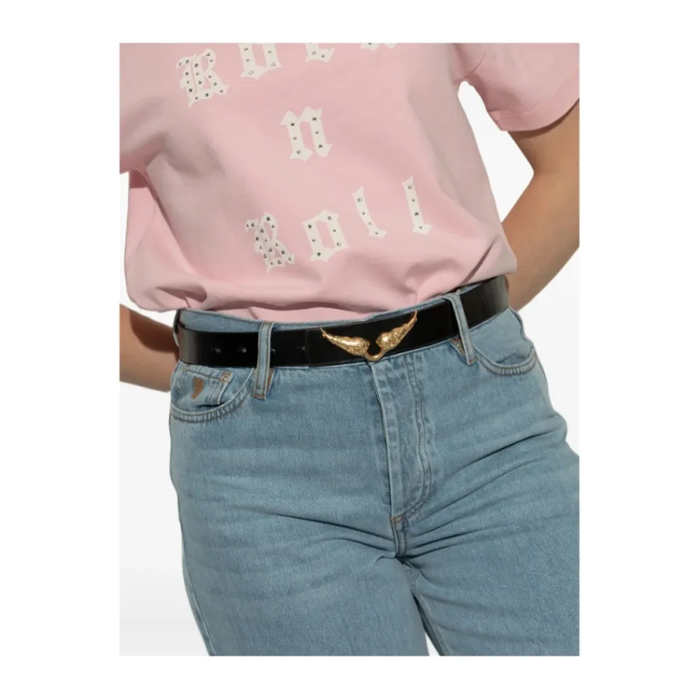 Zadig & Voltaire Bælter*vinge bælte med guld-tone spænde Sort