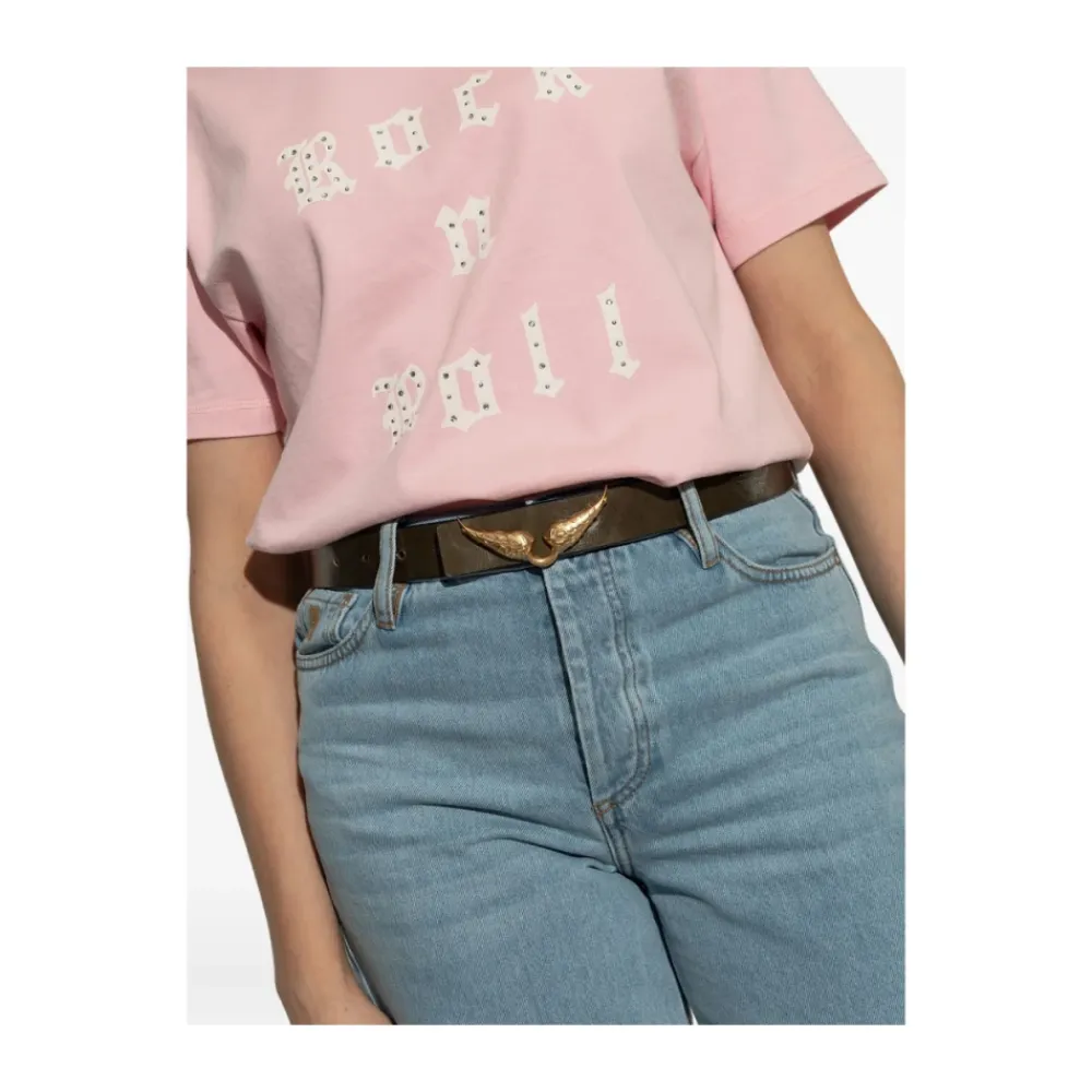 Zadig & Voltaire Bælter*vinge bælte med guld-tone spænde Sort