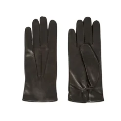 Loro Piana Handsker*e Lamme Læder Strikkede Uldhandsker Sort