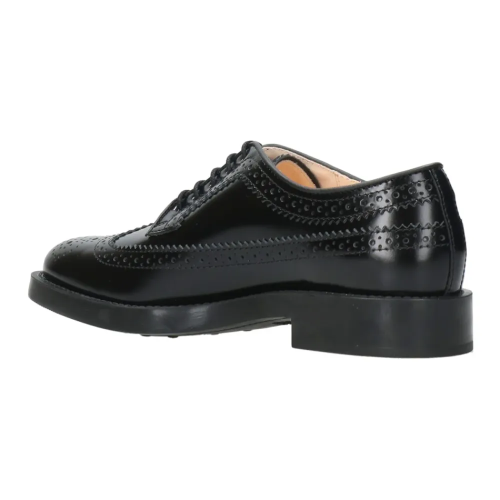 Tod's Snøresko*e Læder Flade Sko med Engelske Perforeringer Sort