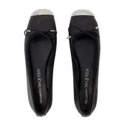 Alexander McQueen Ballerina Sko*e læderflade Sort