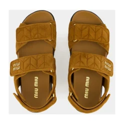 Miu Miu Sandaler*Sporty Matelassé Nappa Lædersandaler Brun