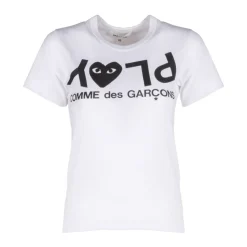 Comme des Garçons Play T-Shirts*Stilfuld T-shirt med Logo Print Hvid
