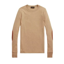 Polo Ralph Lauren Sweatshirts*Stretch Bomulds Sweater med Ruskindslapper på Albuerne Brun