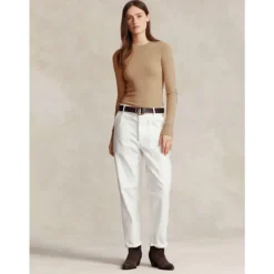 Polo Ralph Lauren Sweatshirts*Stretch Bomulds Sweater med Ruskindslapper på Albuerne Brun