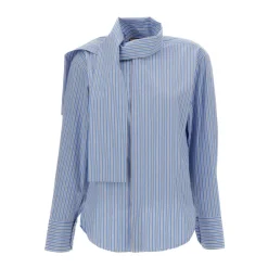 PLAN C Bluser & Skjorter*Stribet bomuldsskjorte Blå