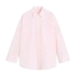 By Malene Birger Bluser & Skjorter*Stribet Bomuldsskjorte Kridtrosa Pink