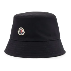 Moncler Huer & Kasketter*Strikket Bucket Hat med Logo Patch Sort