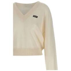 ROTATE Birger Christensen Striktrøjer & Sweatere*Strikket V-hals Sweater Hvid