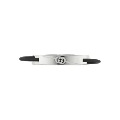 Gucci Smykker*Tag armbånd i sterlingsølv og læder med logo Grå