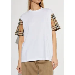 Burberry T-Shirts*Tjek Ærmer T-Shirt Hvid