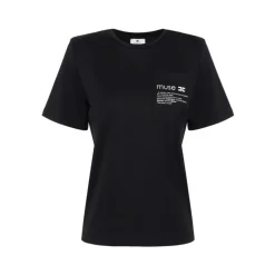 Elisabetta Franchi T-Shirts*T-shirt i kraftig bomuldsjersey med brystlomme Sort