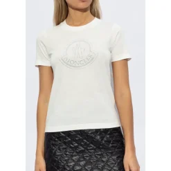 Moncler T-Shirts*T-shirt med logo Hvid