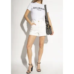 Balmain T-Shirts*T-shirt med logo Hvid