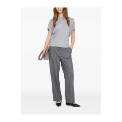 Anine Bing T-Shirts*T-shirt med rynket side Grå