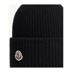 Moncler Huer & Kasketter*Uldhue med Logodetalje Sort