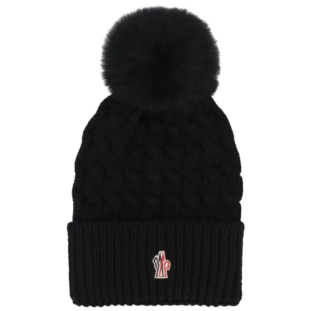 Moncler Huer & Kasketter*Uldhue med Pom Pom Sort