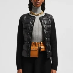 Moncler Jakker*Vatteret uld cardigan - Elegant klassiker Sort