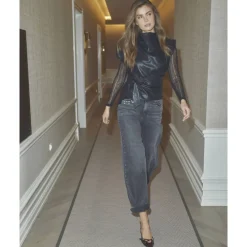 Co'Couture Jeans*VickyCC Stud Wide LL Jeans Sort