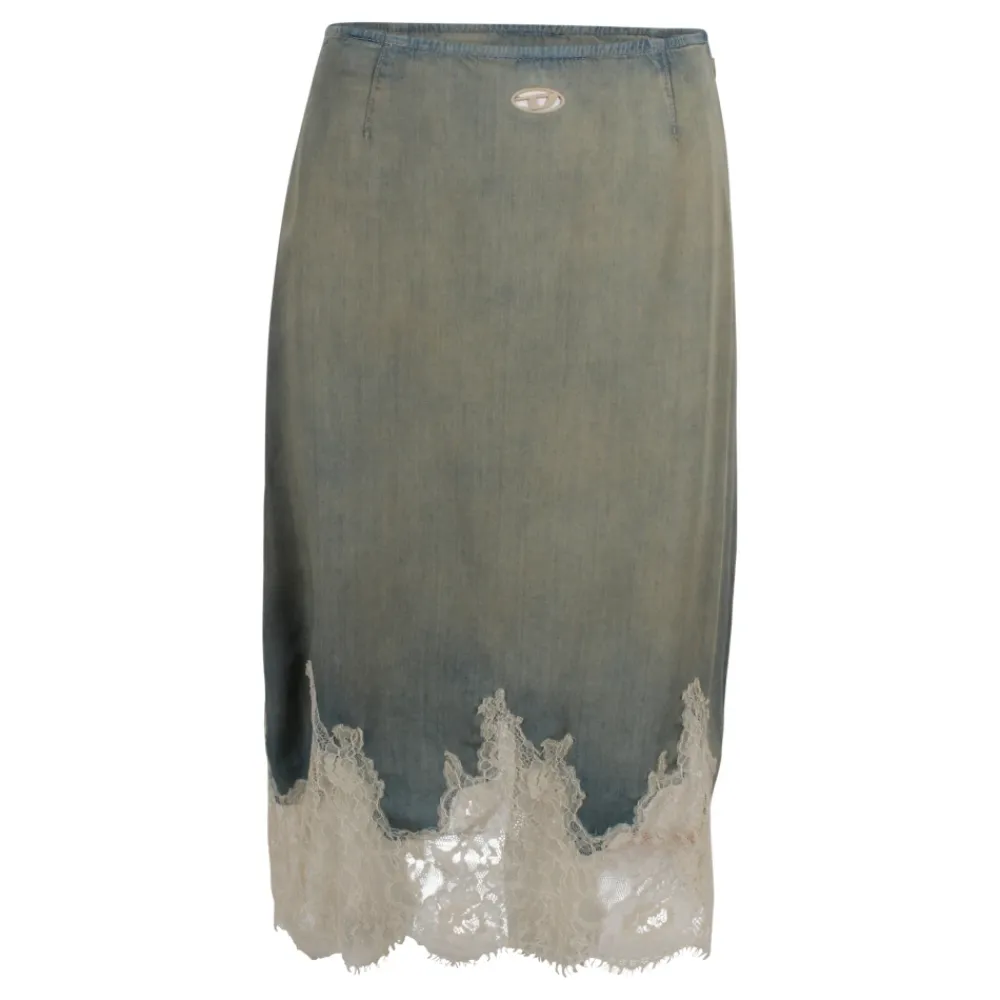 Diesel Nederdele*Vintage Denim Midi-nederdel med Blonde Blå