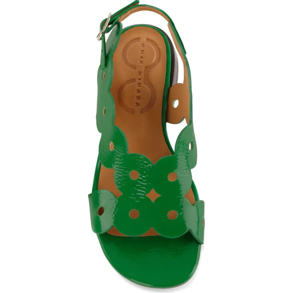 Chie Mihara Sandaler*Vintage Patent Læder Sandal Grøn