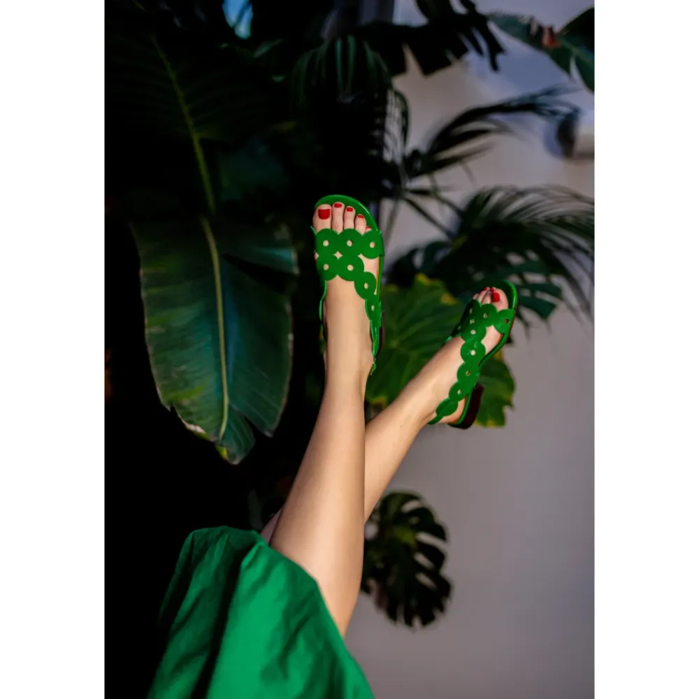 Chie Mihara Sandaler*Vintage Patent Læder Sandal Grøn