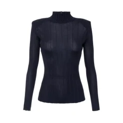 Elisabetta Franchi Striktrøjer & Sweatere*Viscose Top with Logo Details Blå