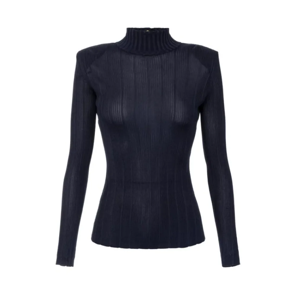 Elisabetta Franchi Striktrøjer & Sweatere*Viscose Top with Logo Details Blå
