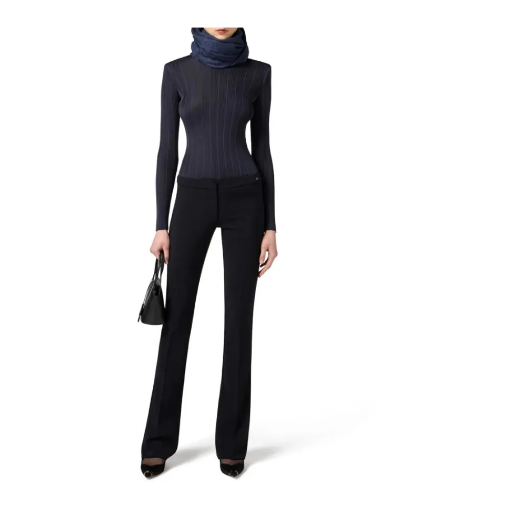 Elisabetta Franchi Striktrøjer & Sweatere*Viscose Top with Logo Details Blå