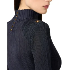 Elisabetta Franchi Striktrøjer & Sweatere*Viscose Top with Logo Details Blå