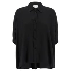 NUDE Bluser & Skjorter*Viskose Skjorte med Knapper Sort