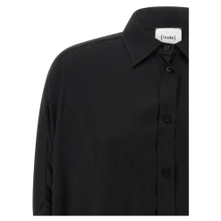 NUDE Bluser & Skjorter*Viskose Skjorte med Knapper Sort