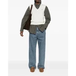 A.P.C. Striktrøjer & Sweatere*V-neck Vest Hvid