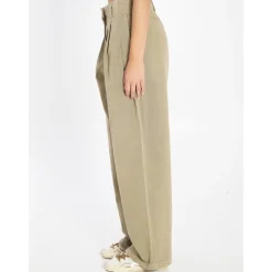 Golden Goose Bukser*Wide Leg Plisserede Fløjlsbukser Grøn