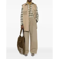 Golden Goose Bukser*Wide Leg Plisserede Fløjlsbukser Grøn